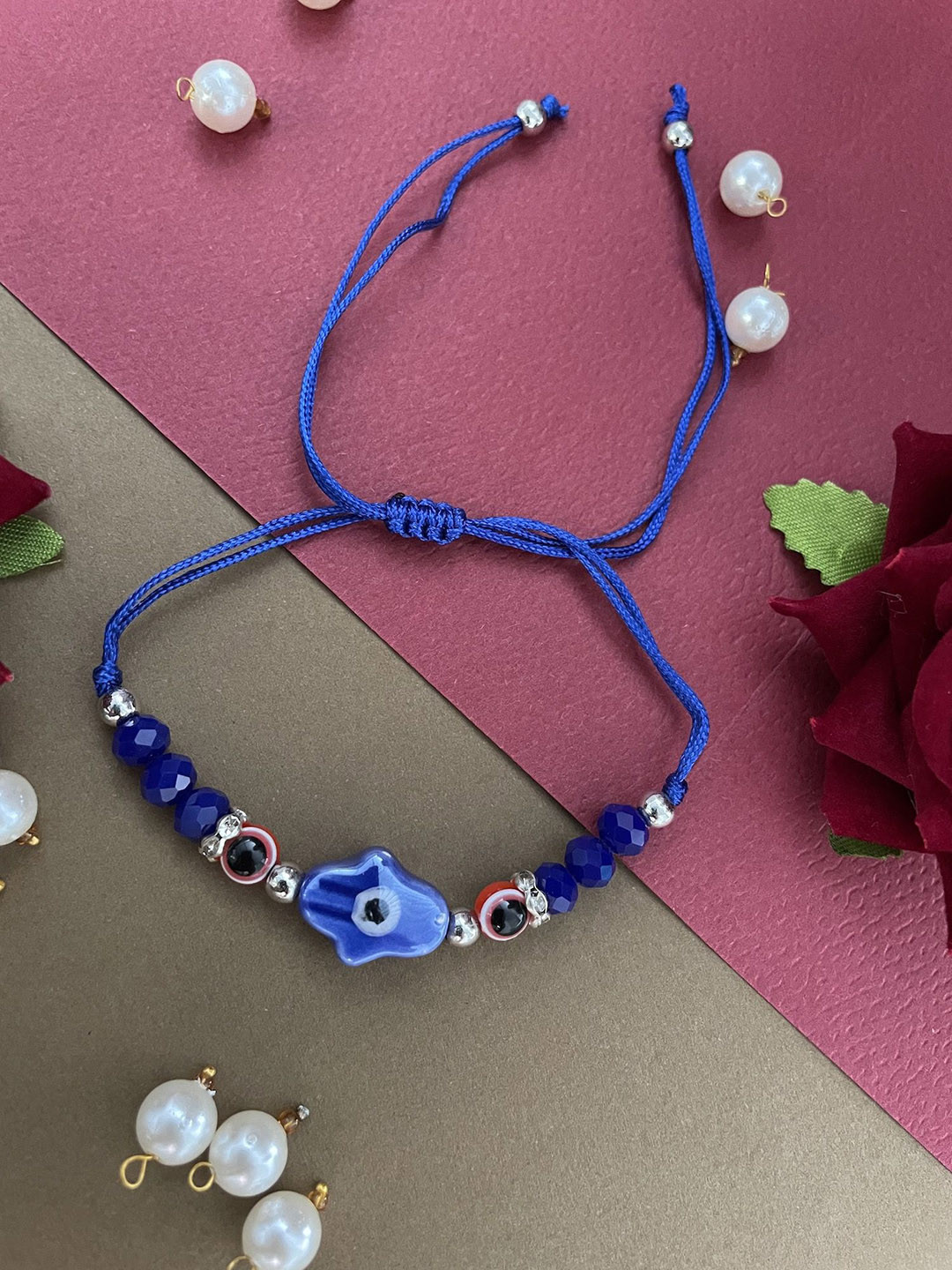 Digital Dress Room Hamsa Evil Eye Beaded Thread Rakhi