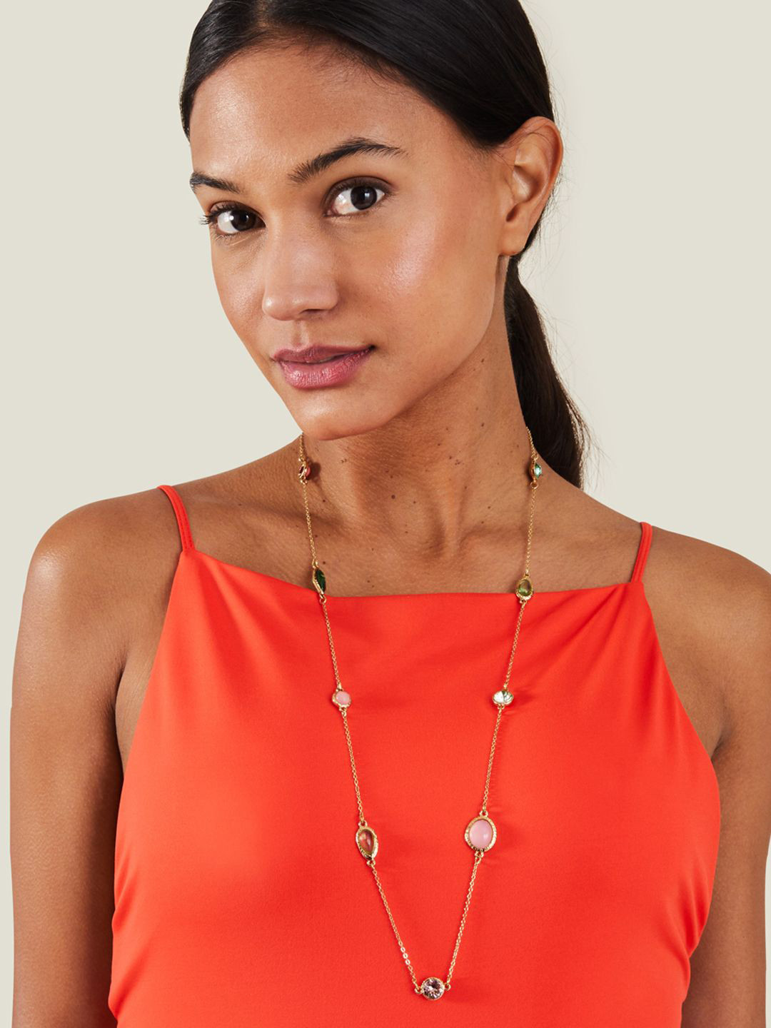 Accessorize Crystals Studded Eclectic Shapes Rope Necklace