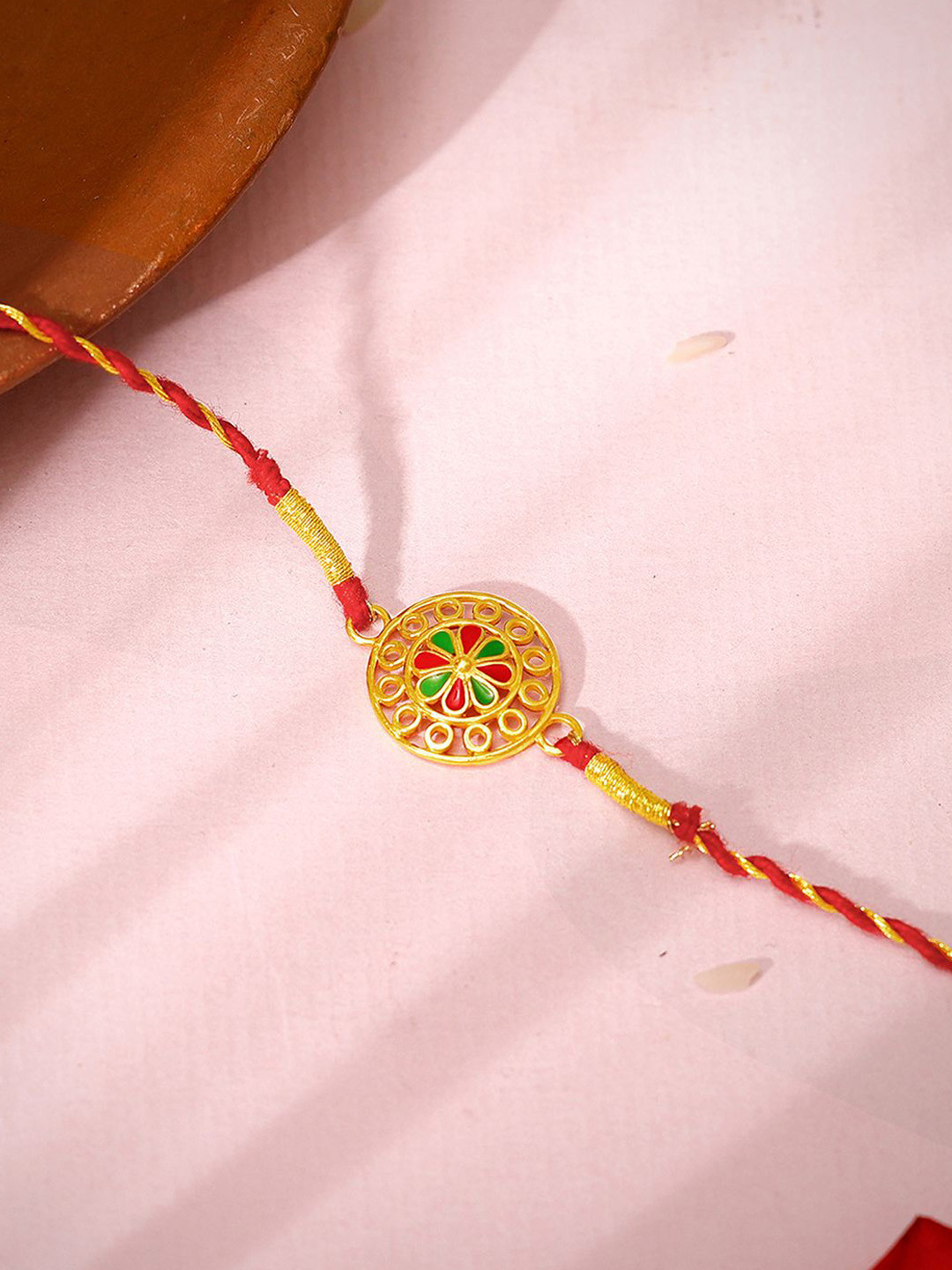 GIVA 925 Gold-Toned Floral Circle Rakhi