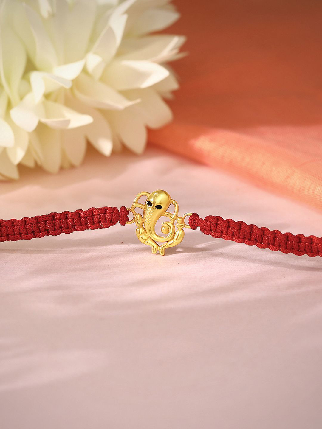 GIVA 925 Silver Gold Plated Veera Ganapati Rakhi With Roli Chawal