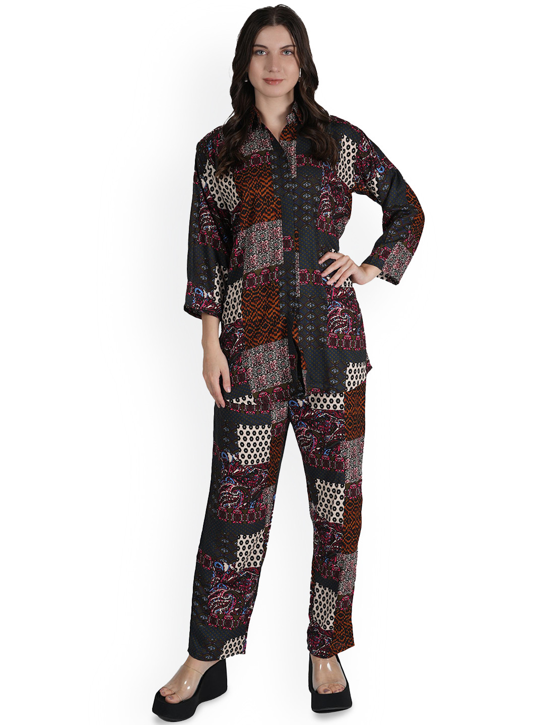 Style Shoes Three Quarter Sleeves Shirt With Palazzos