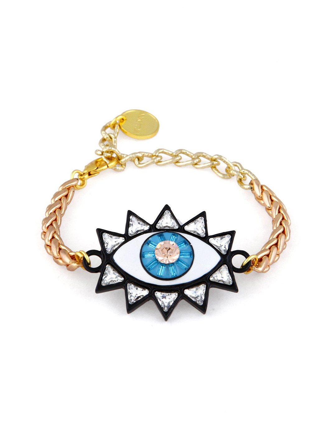 VALLIYAN BY NITYA Gold-Plated Stone Studded Evil Eye Link Bracelet