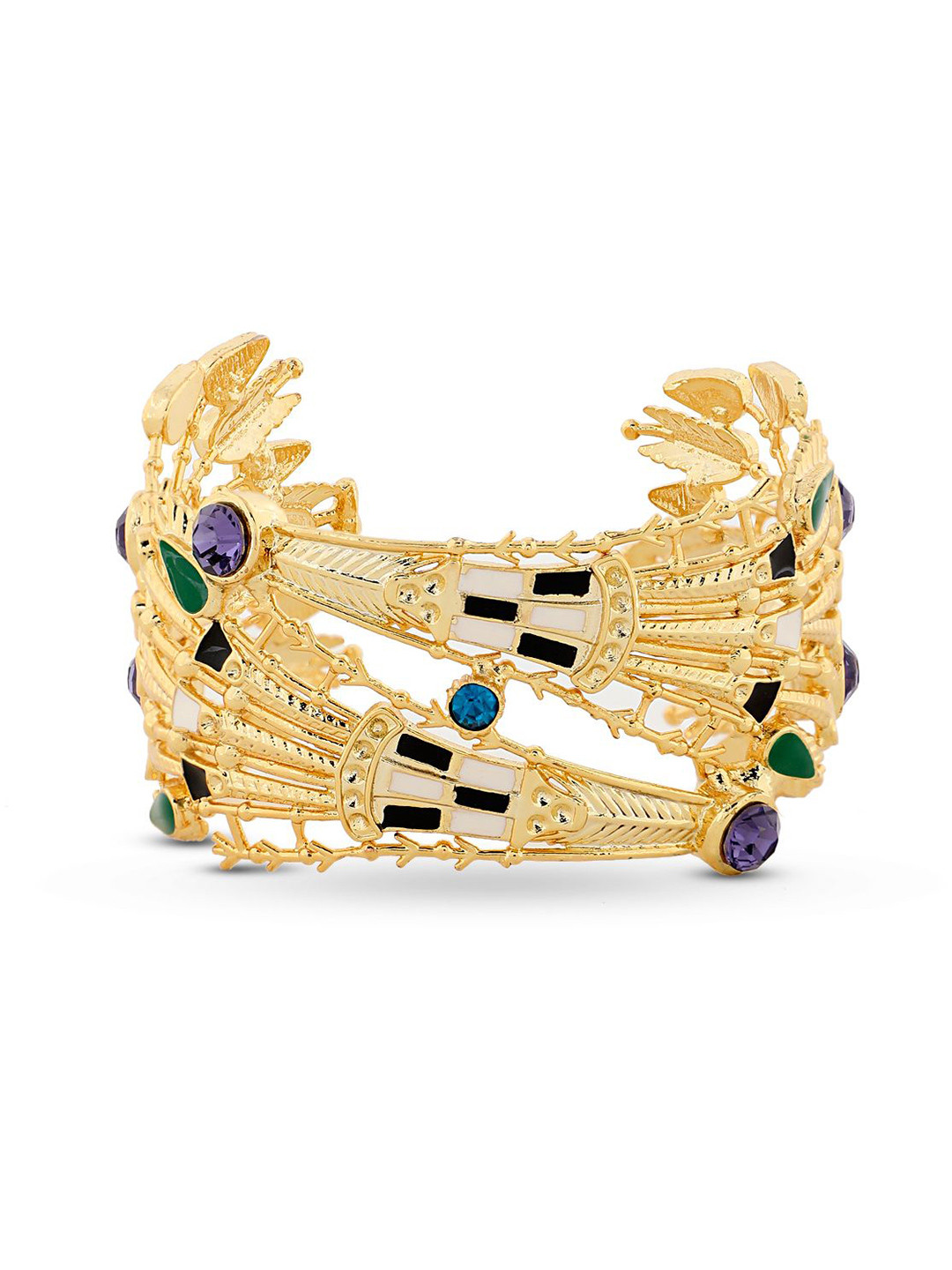 VALLIYAN BY NITYA Gold-Plated Stones Studded Cuff Bracelet