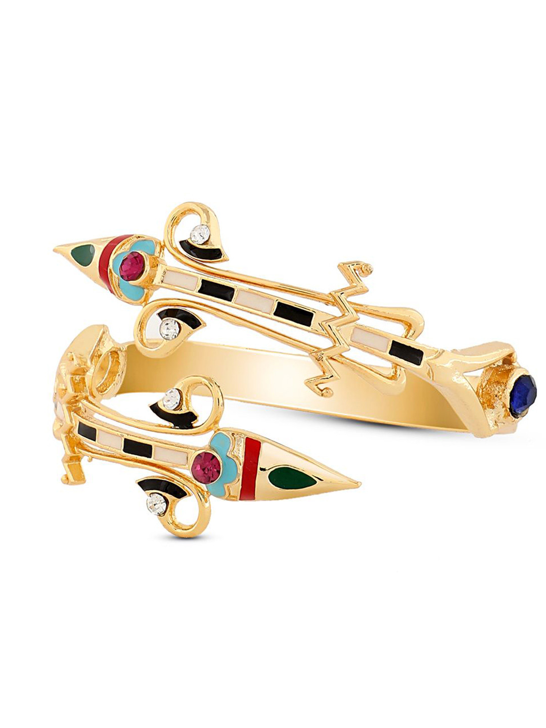 VALLIYAN BY NITYA Gold-Plated Stones Studded Cuff Bracelet