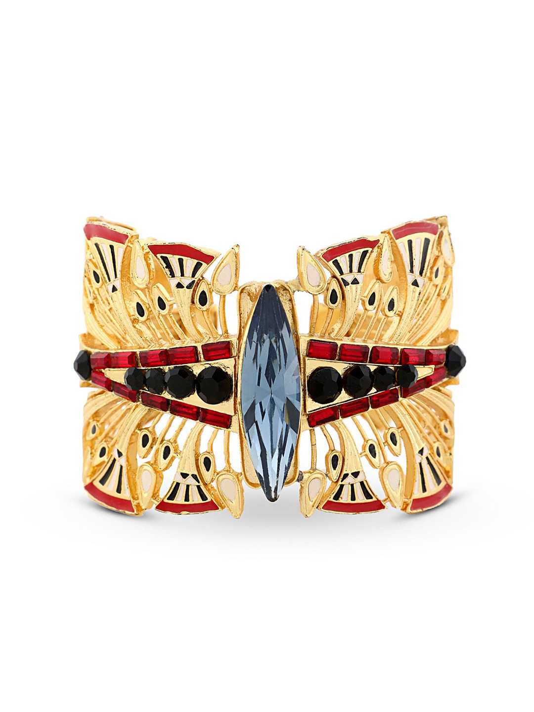 VALLIYAN BY NITYA Gold-Plated Stones Studded Cuff Bracelet