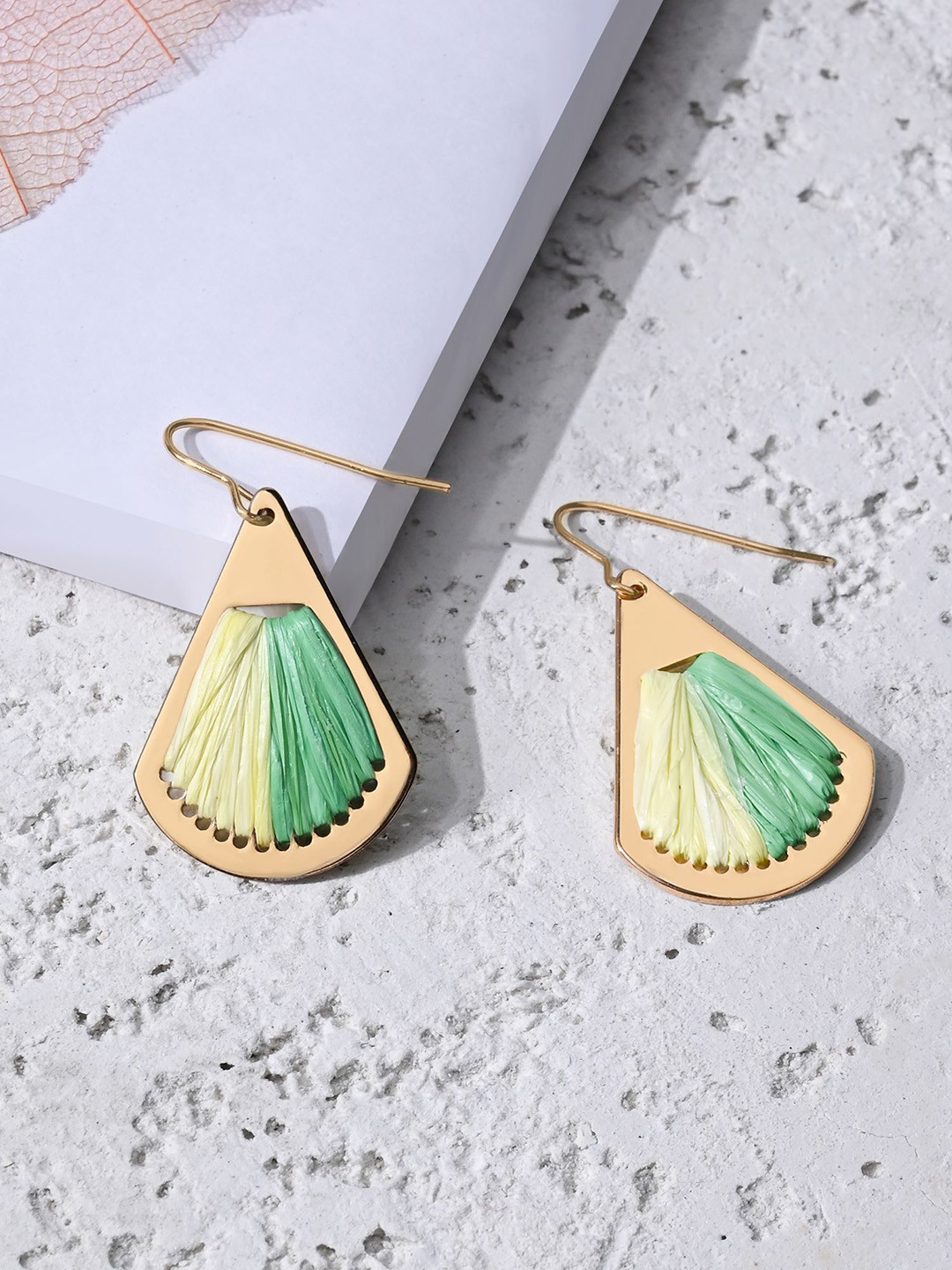 Accessorize Contemporary Raffia Inlay Drop Earrings