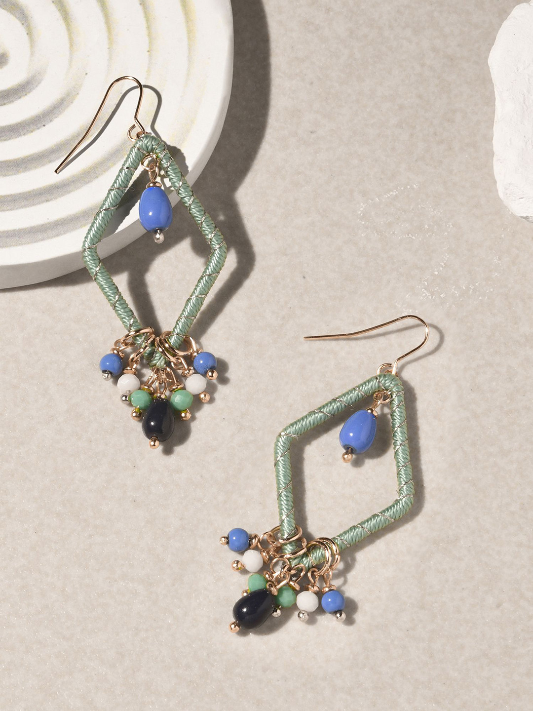Accessorize Beaded Diamond Shaped Drop Earrings
