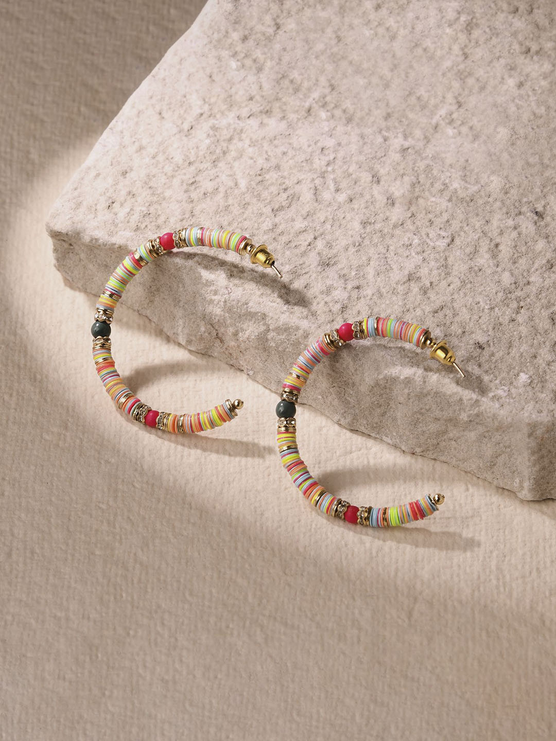 Accessorize Disc Beaded Circular Half Hoop Earrings