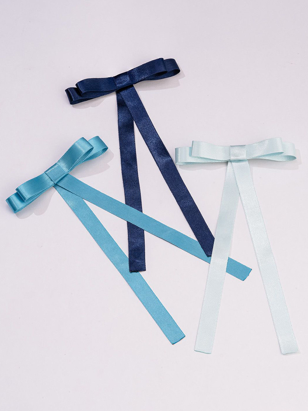 HAIR DRAMA CO. Women Set of 3 Satin Ribbon Hair Bows Clips
