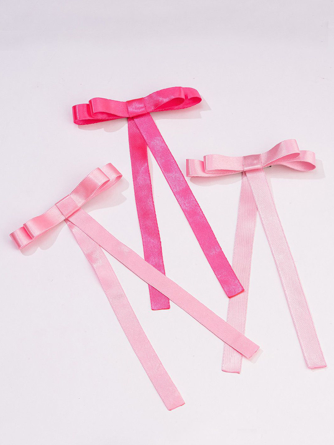 HAIR DRAMA CO. Women Set of 3 Satin Ribbon Hair Bow Alligator Clips