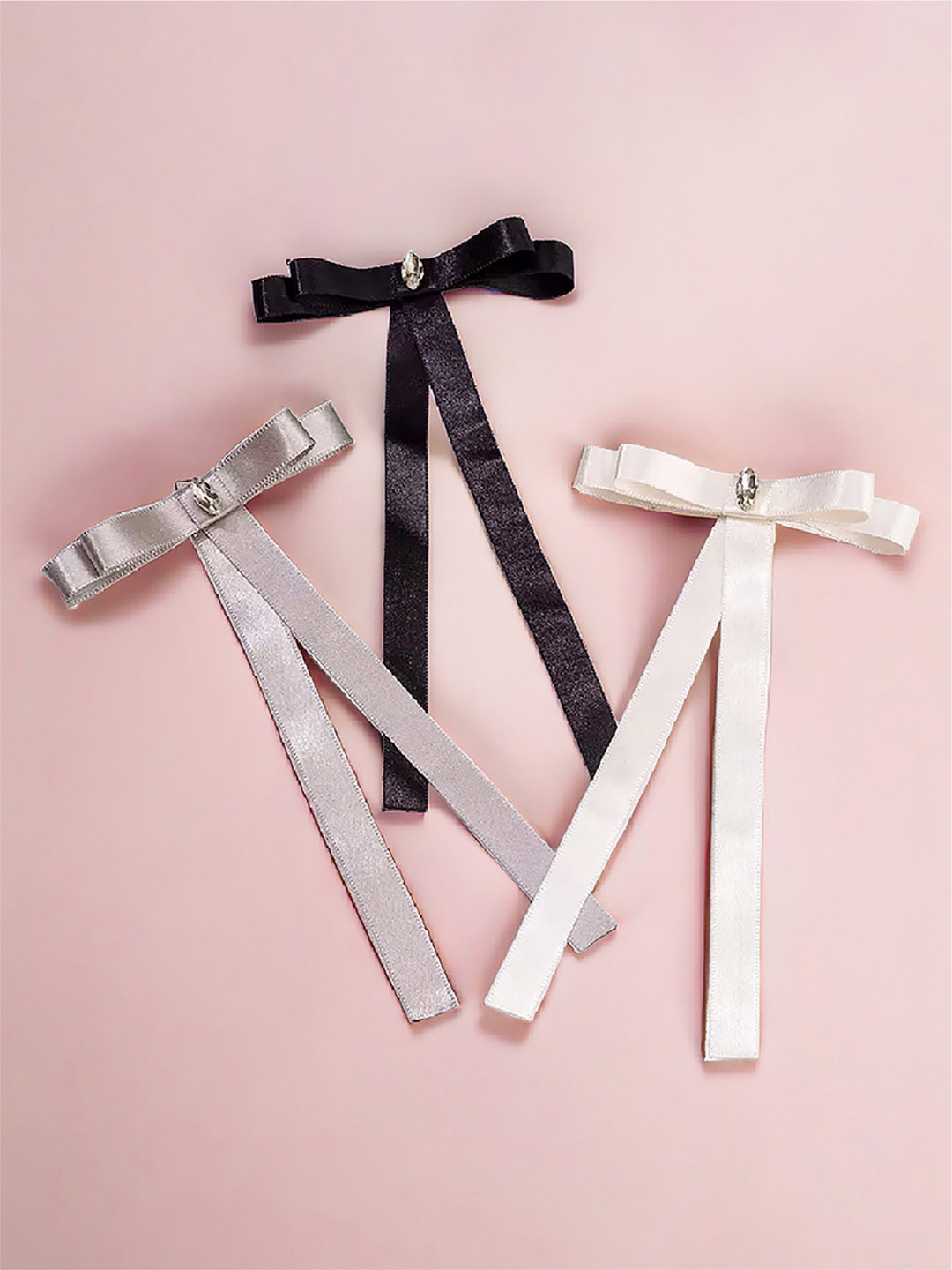 HAIR DRAMA CO. Women Set of 3 Satin Bow Hair Accessories