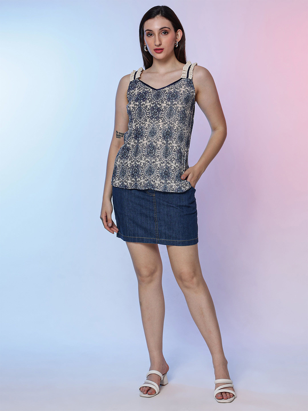 DEBONATELLA Print Rayon Top