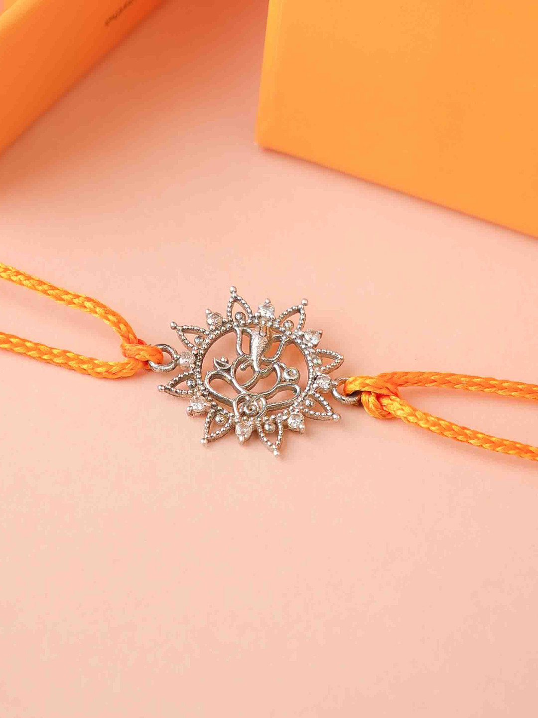 Shyle 925 Sterling Silver Anvaya Fine Ganesha Shubh Thread Rakhi