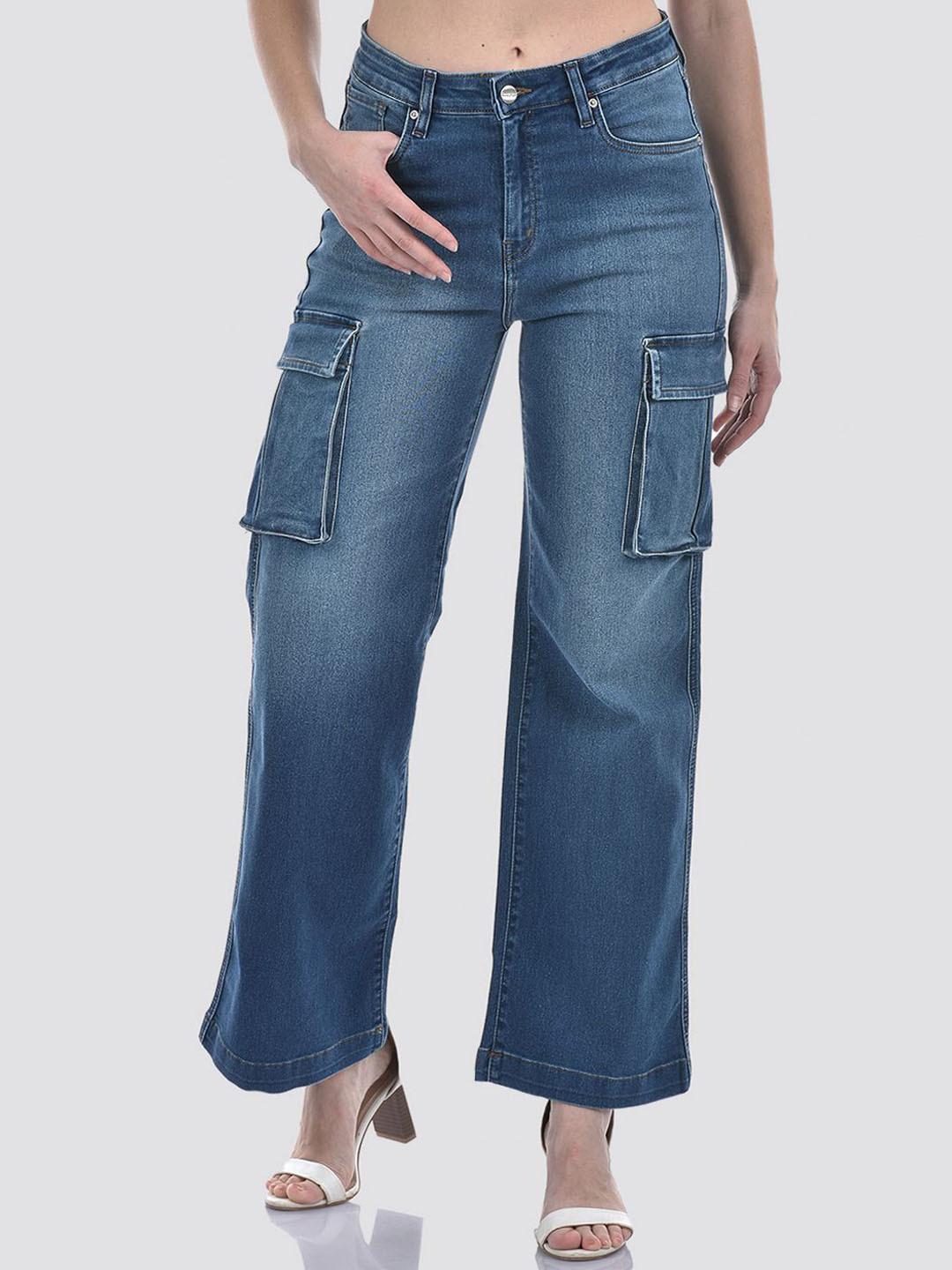 Numero Uno Women Solid Wide Leg Sustainable Stretchable Jeans