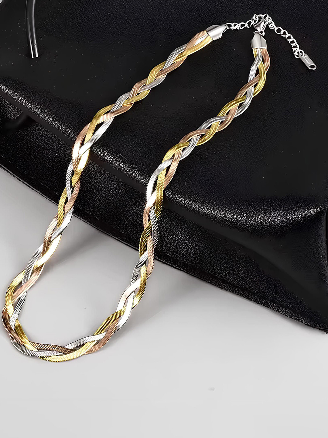 KARISHMA KREATIONS Unisex Gold-Plated Stainless Steel Multilayer Snake Chain