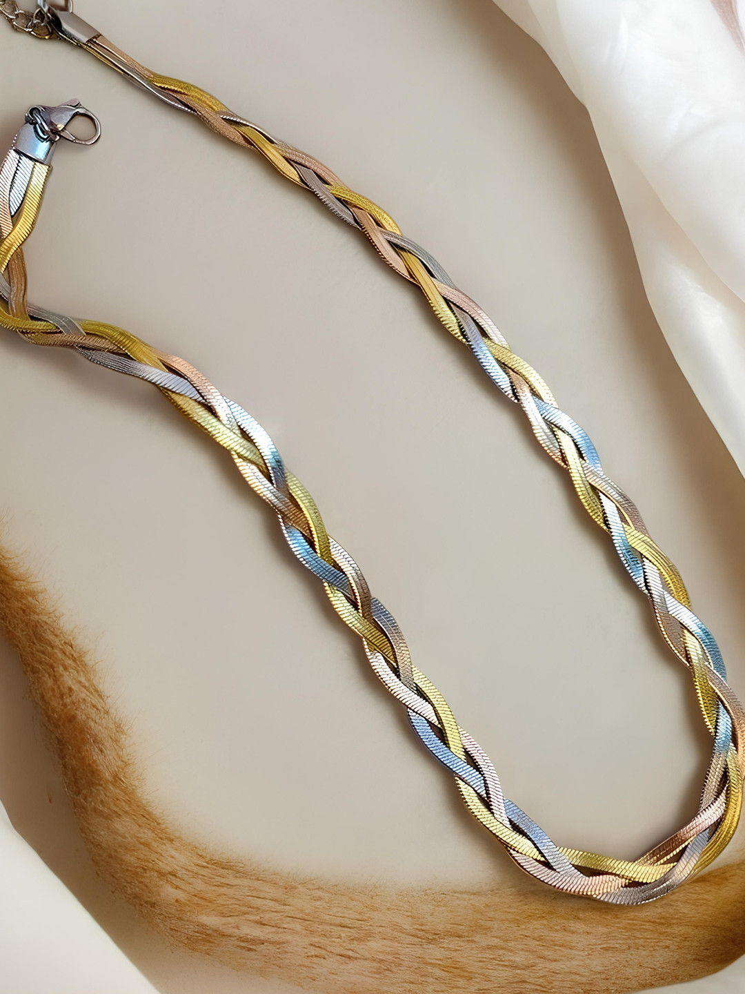 KARISHMA KREATIONS Unisex Gold-Plated Stainless Steel Multilayer Snake Chain