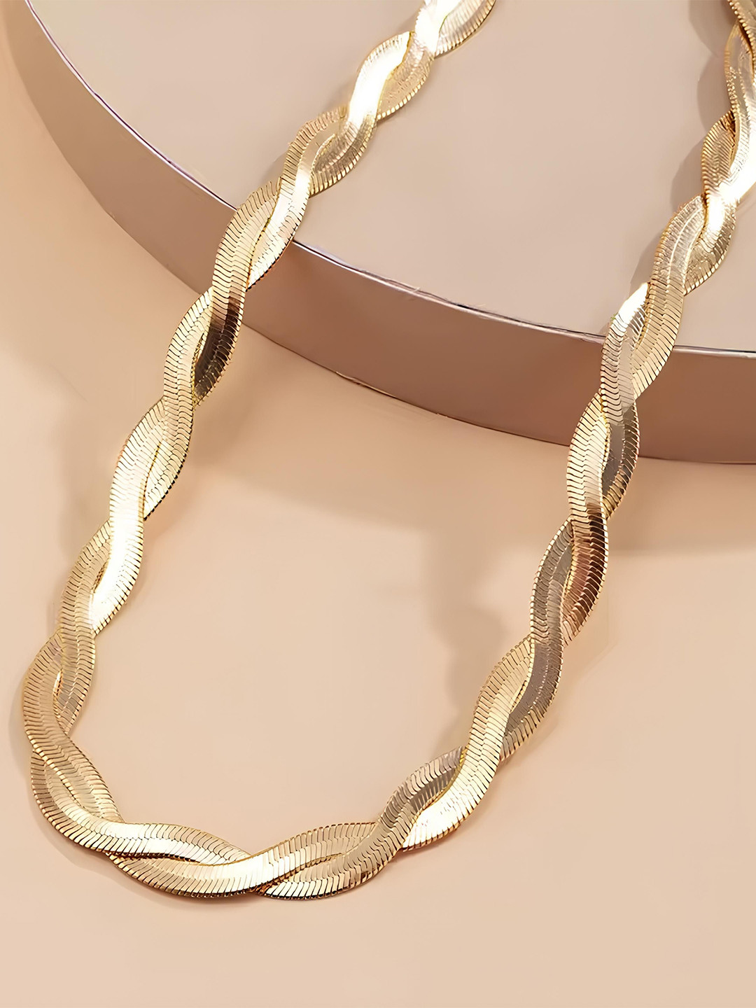 KARISHMA KREATIONS Unisex Gold-Plated Stainless Steel Multilayer Snake Chain