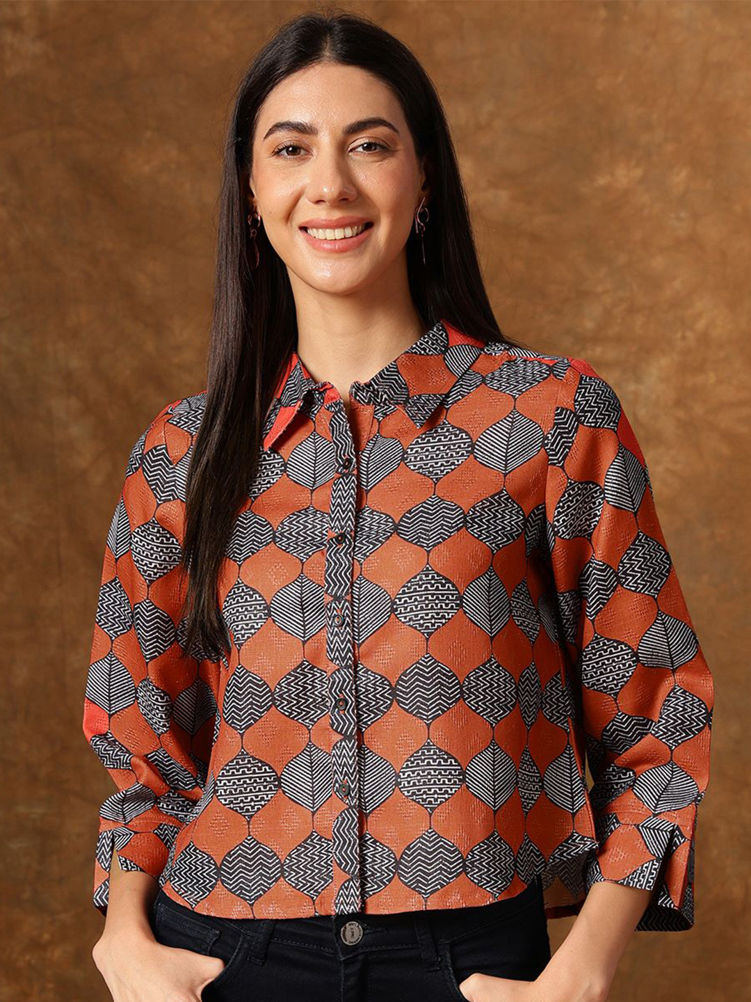 Anouk Ethnic Motif Shirt Style Top
