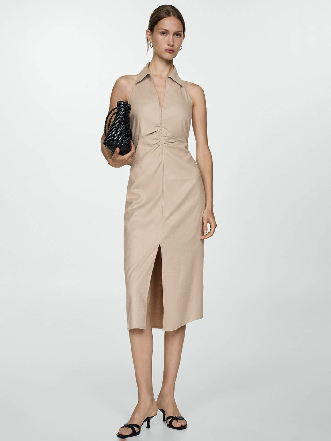 MANGO Backless Sheath Midi Dress