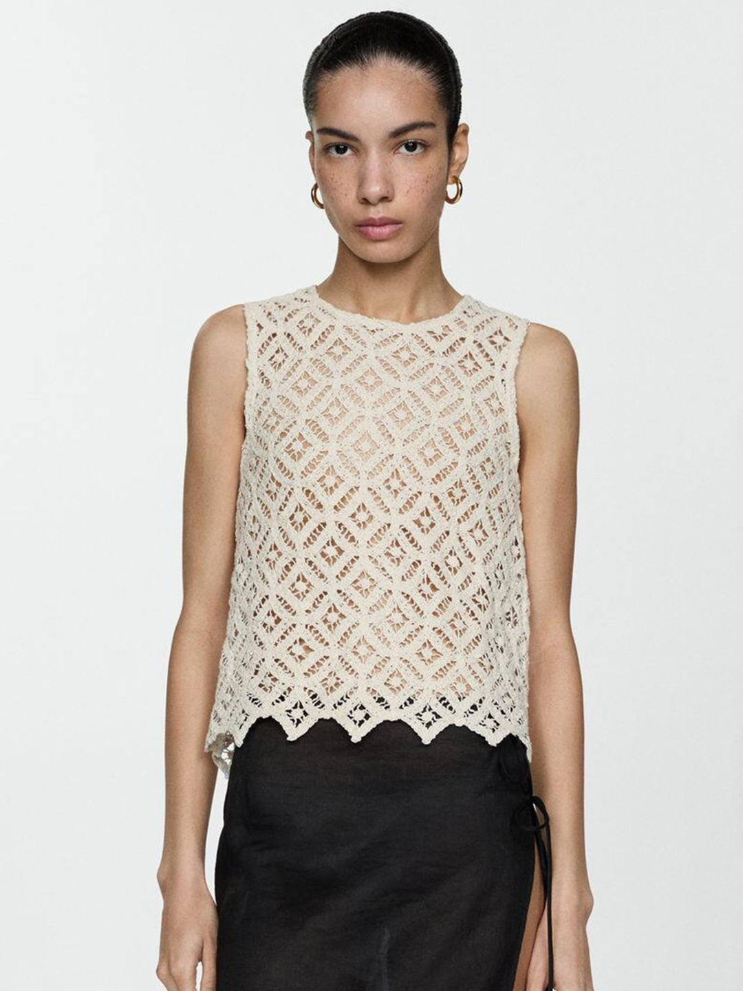 MANGO Crochet Sleeveless Top