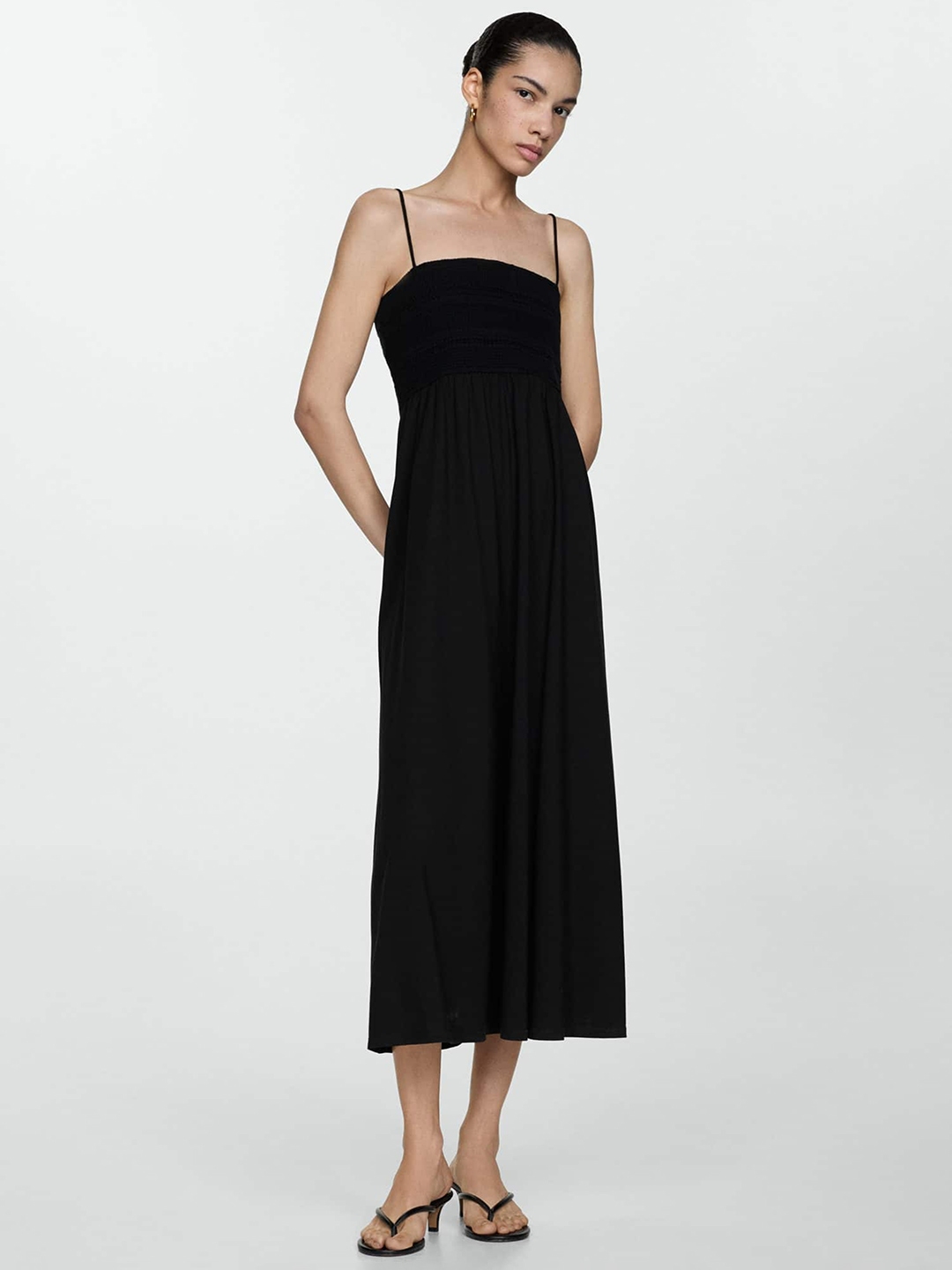 MANGO Pure Cotton A-Line Midi Dress