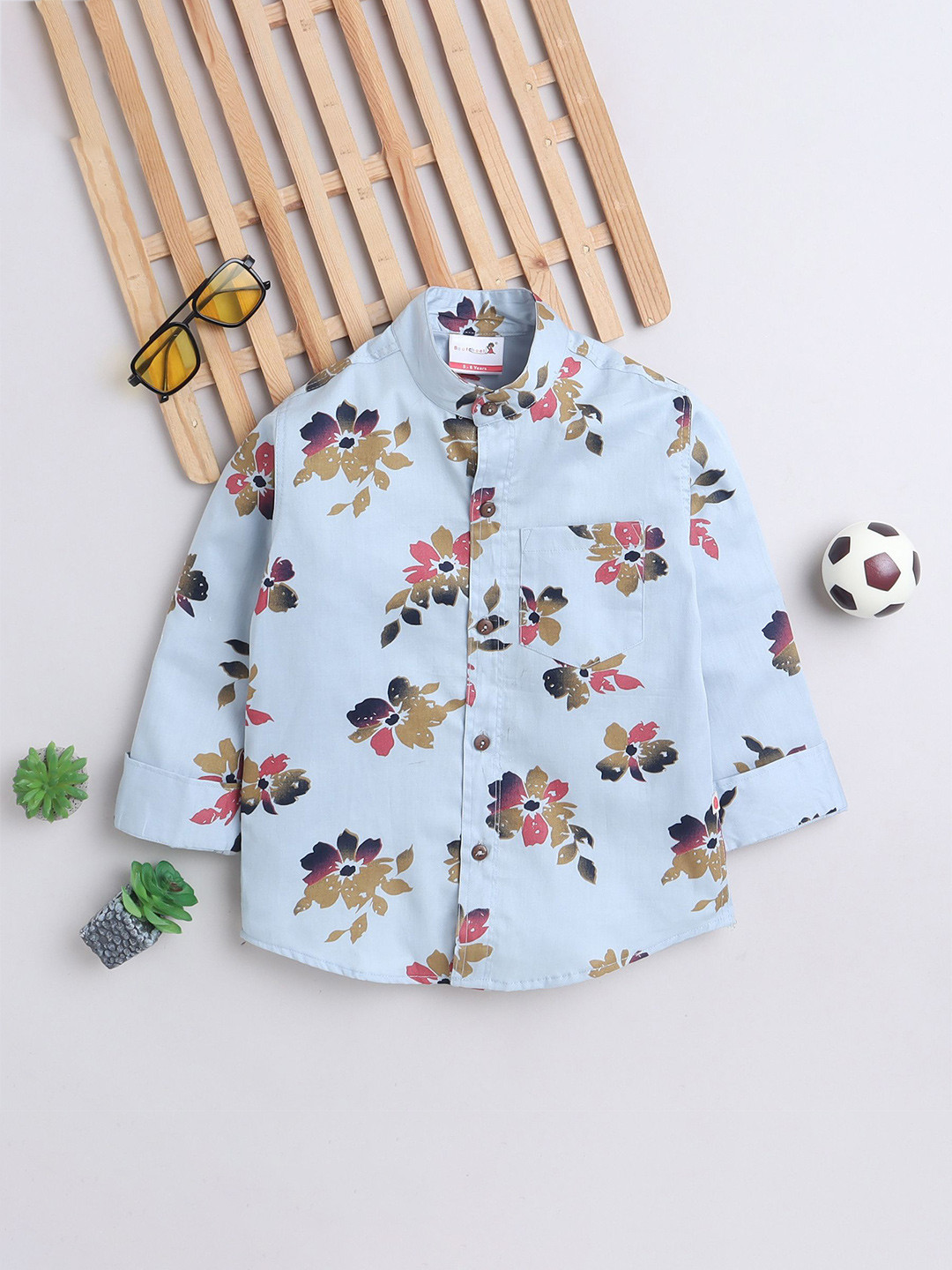 BAATCHEET Boys Floral Opaque Printed Casual Shirt BTBBFSPS1283-00-BLUE