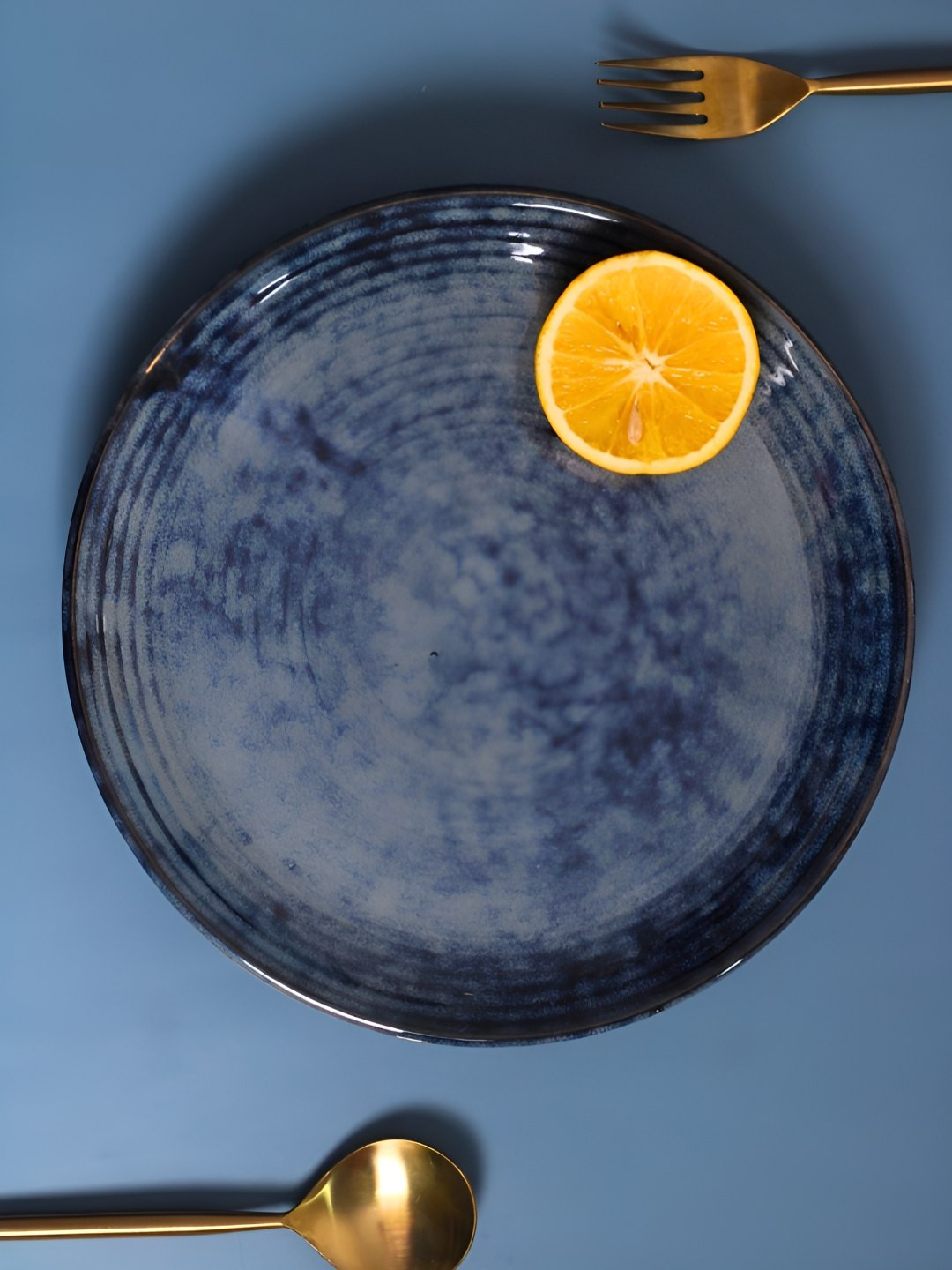 WEAVING HOMES Grey & Blue Textured Microwave Safe Ceramic Plate