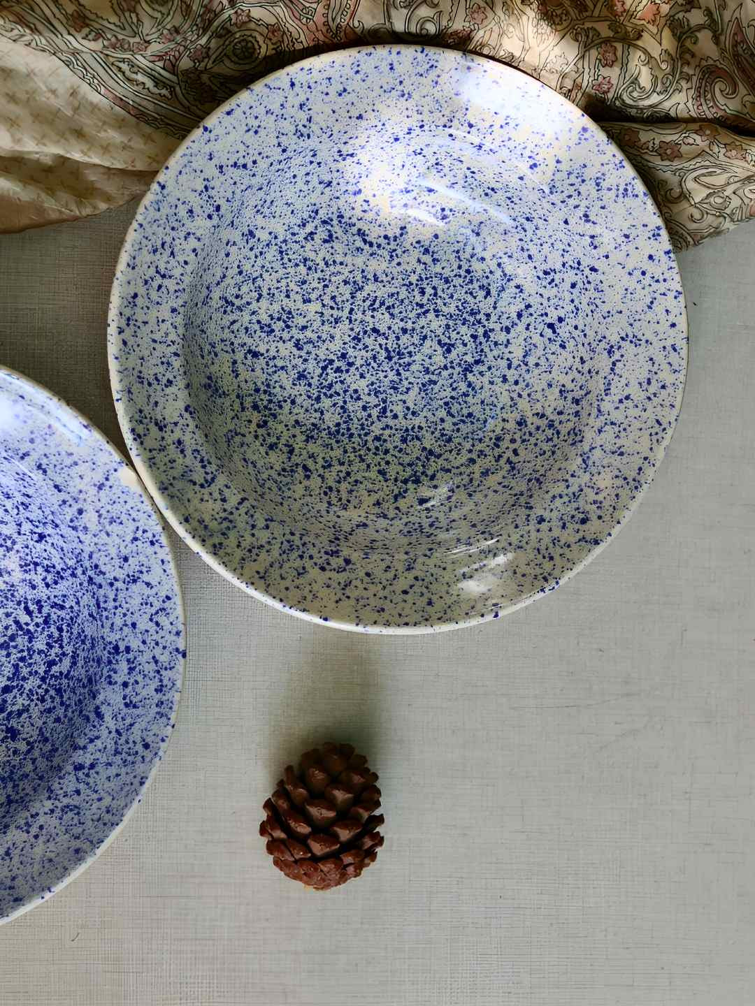 WEAVING HOMES White & Blue Printed Speckled Microwave Safe Ceramic Plate