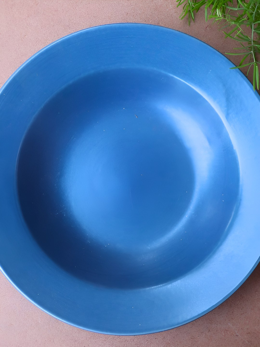 WEAVING HOMES Blue Microwave Safe Glossy Ceramic Pasta Plates