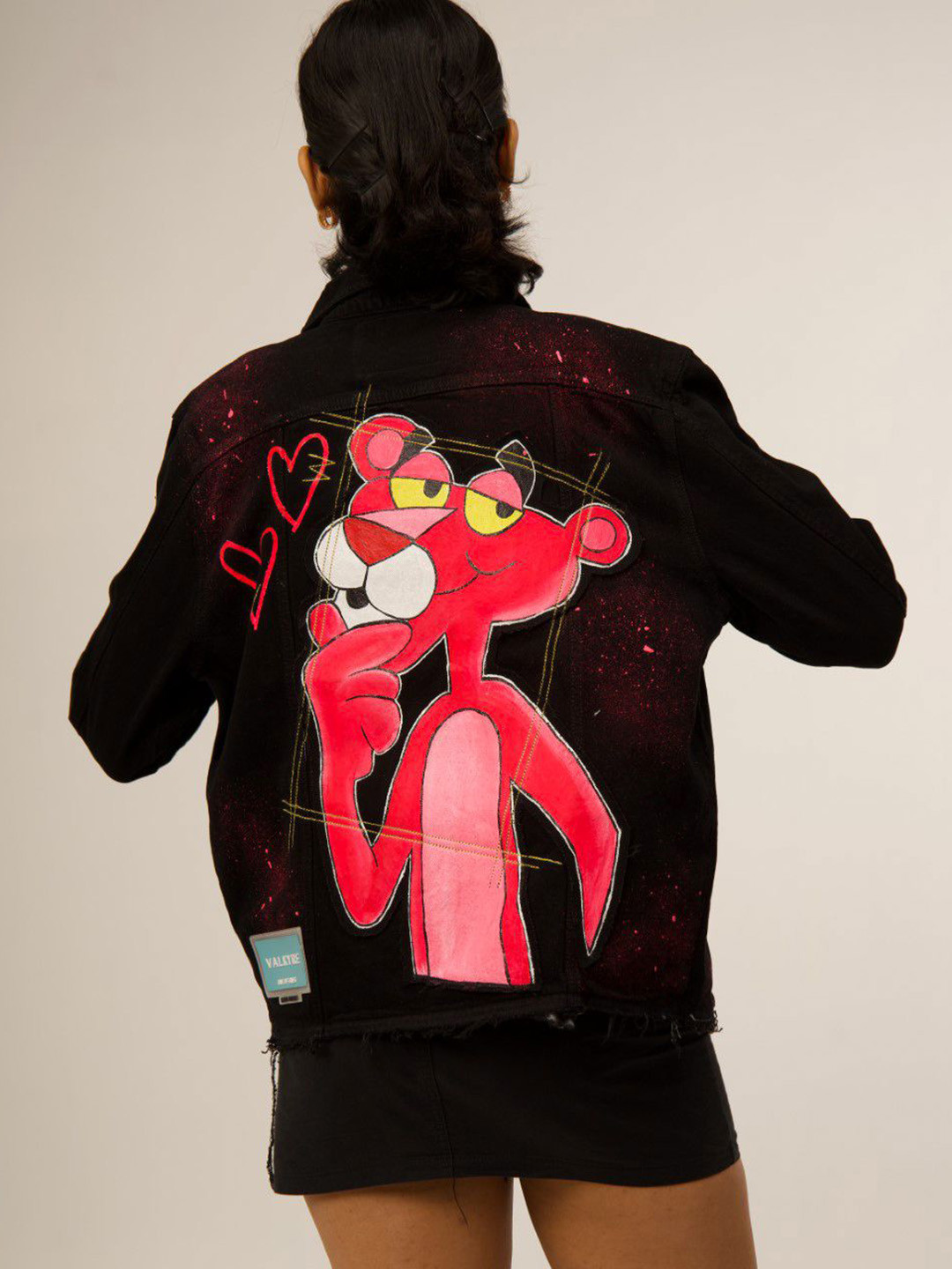 VALKYRE Unisex Cotton Graphic Printed Denim Jacket with Patchwork