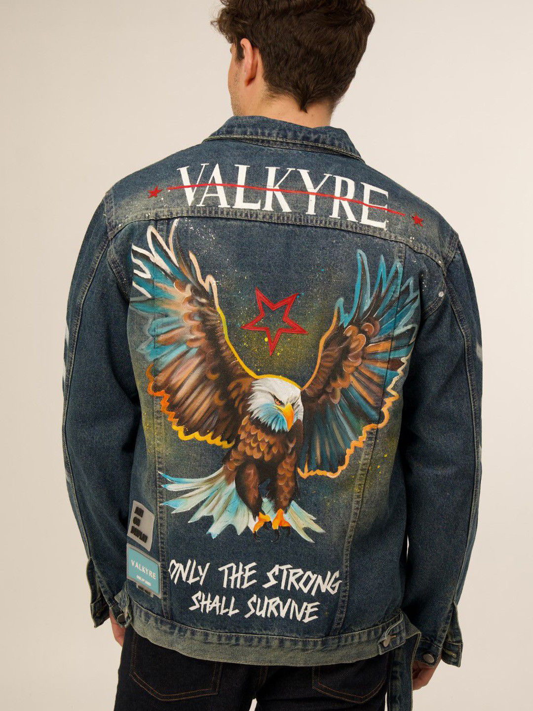 VALKYRE Unisex Cotton Graphic Printed Bomber with Patchwork Jacket