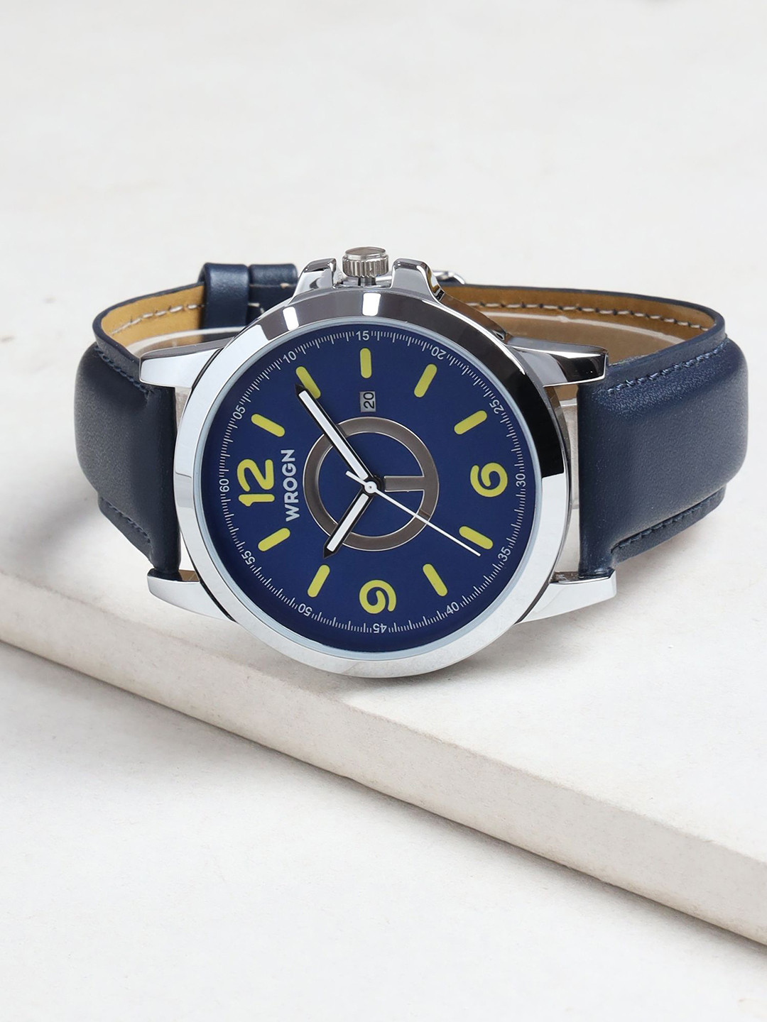 WROGN Men Brass Leather Bracelet Style Straps Analogue Multi Function Watch WRGN023D