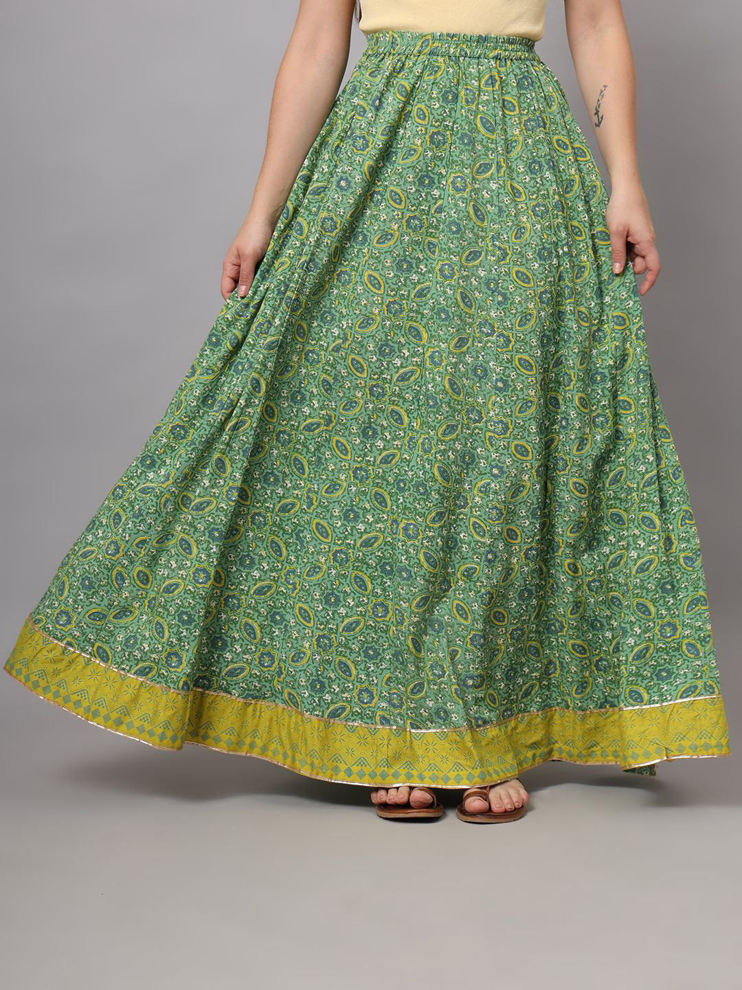 KALINI Printed Flared Maxi Skirt