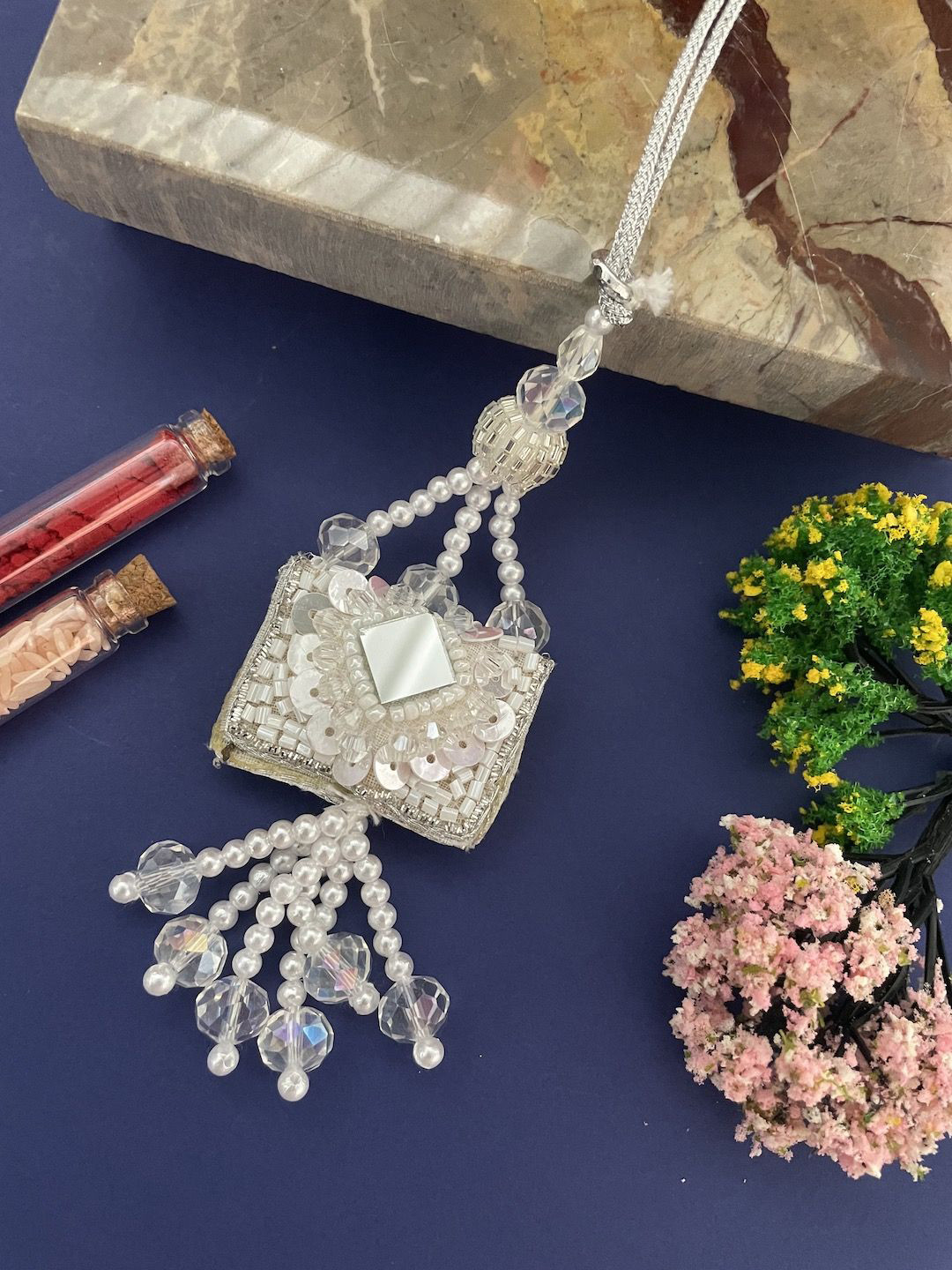 Digital Dress Room Tassel Mirror Work Latkan Lumba Rakhi