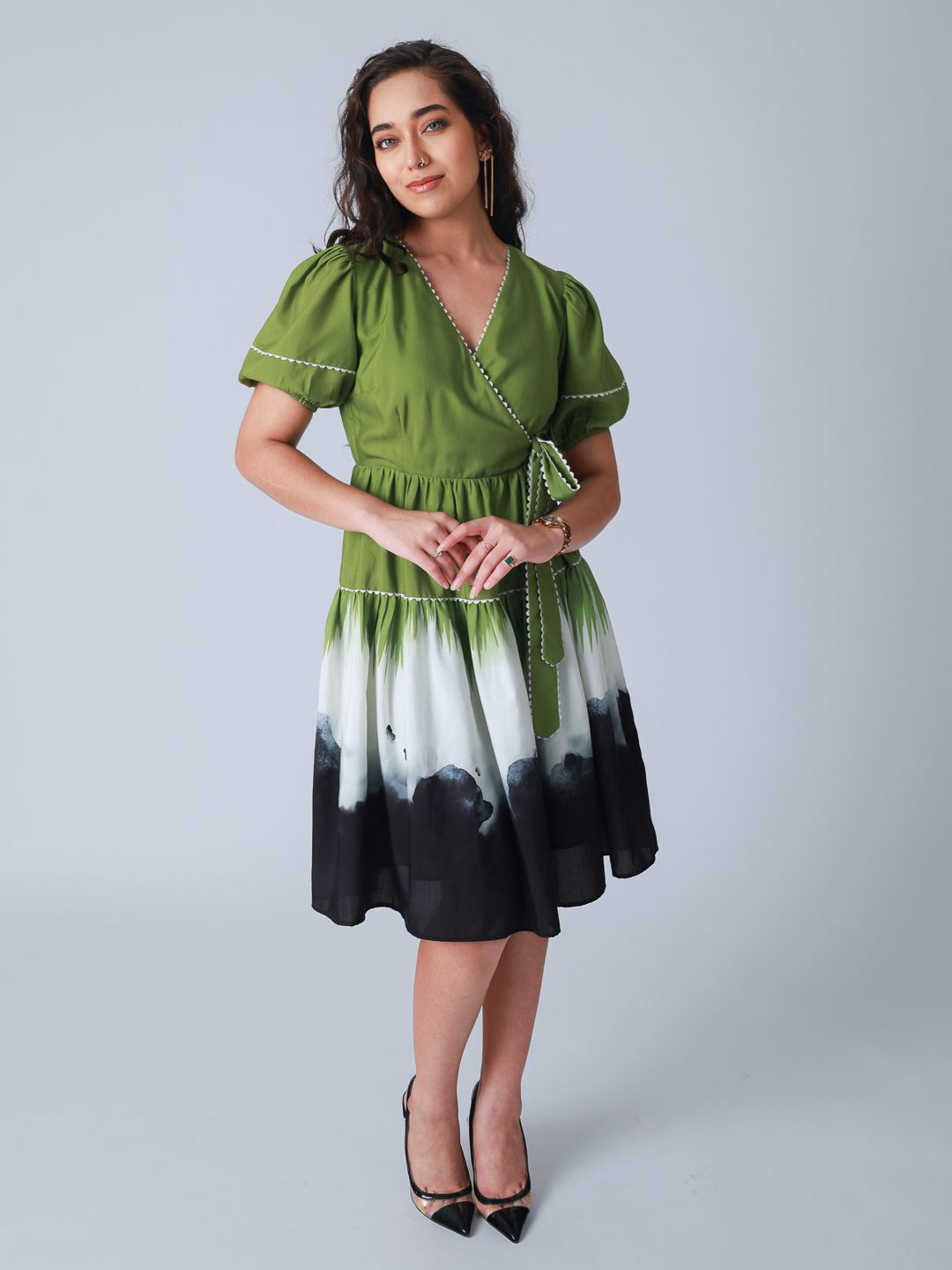 Strong And Brave Odour Free Printed Wrap Holi Dress