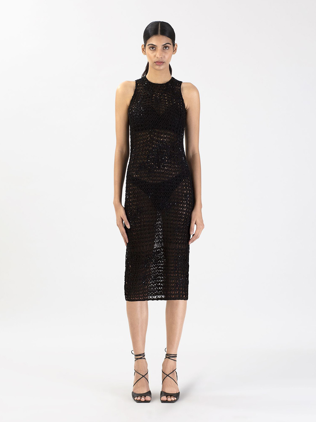 28 MOONS Linen Sheath Midi Dress