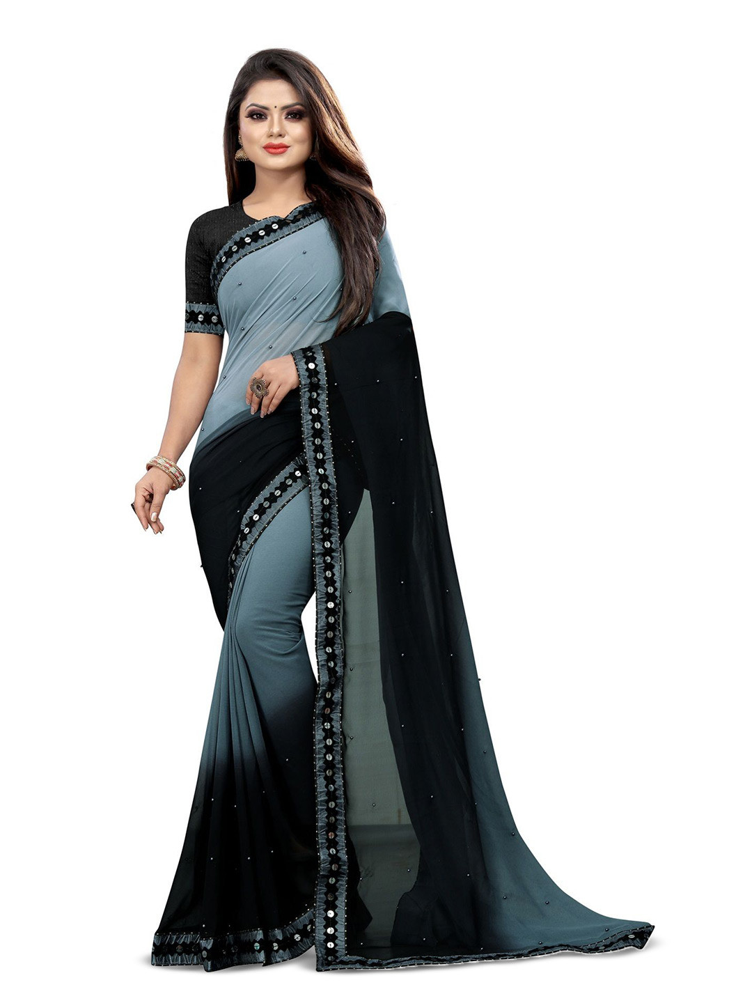 fashionDay Ombre Mirror Work Saree