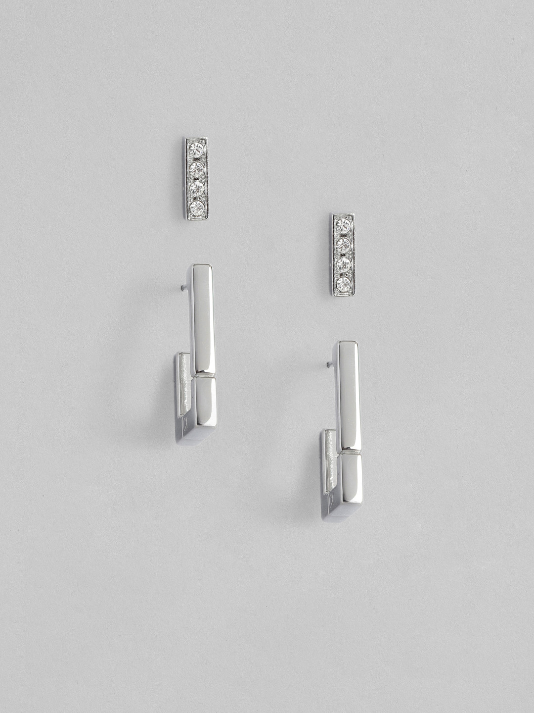 Calvin Klein Set of 2 Classic Stainless Steel & Crystal Stud Earrings