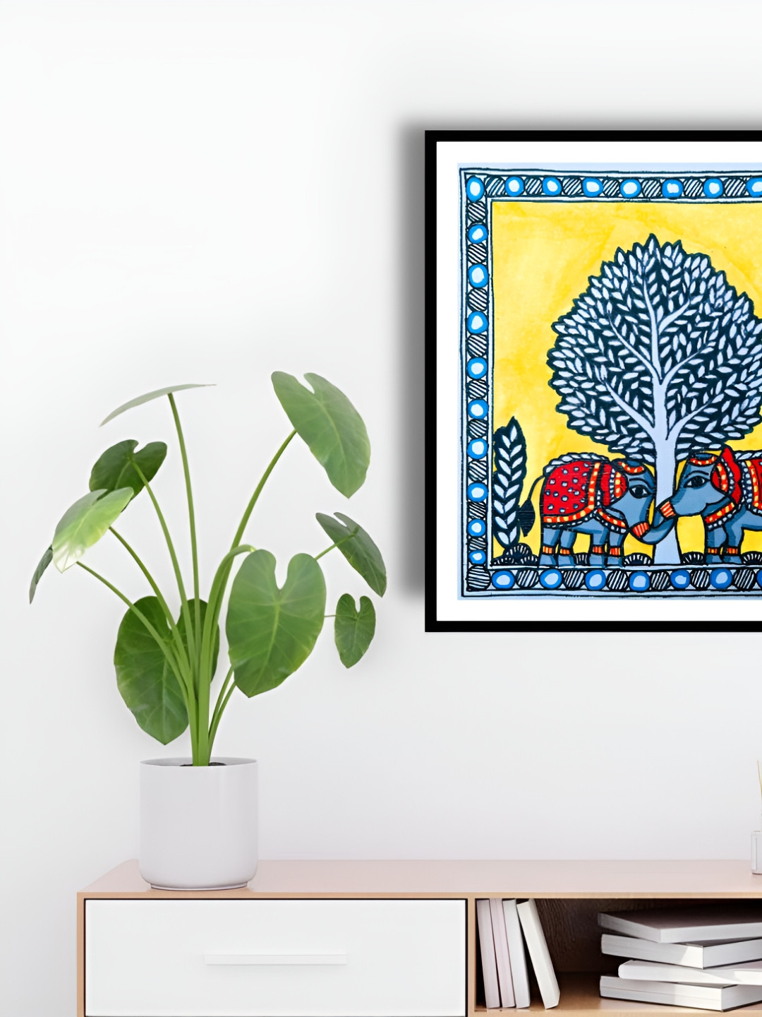 ARTDARSHAN Yellow & Blue Animal Painting Wall Art