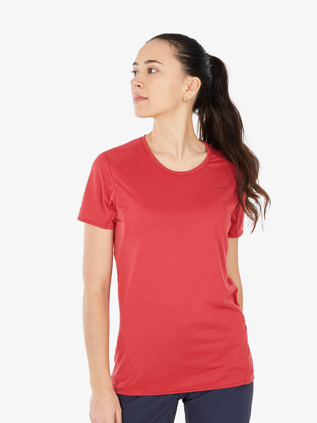 Decathlon QUECHUA - Women Red Dry Fit Mountain Hiking T-Shirt
