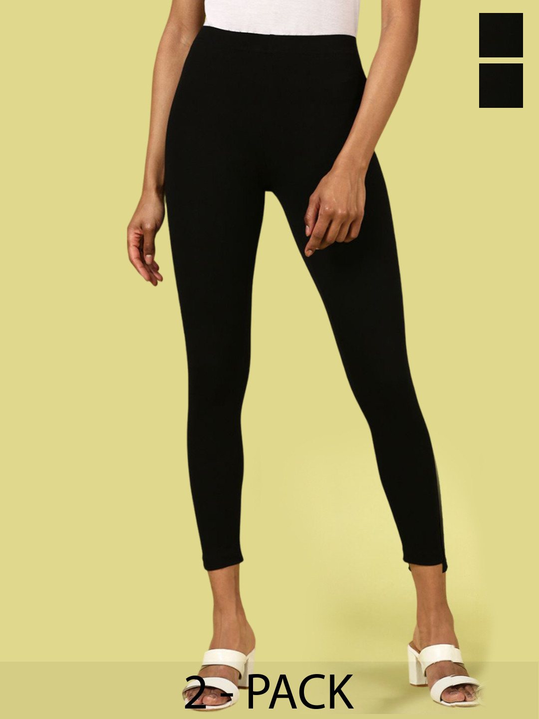 De Moza Pack Of 2 Cotton Ankle-Length Leggings