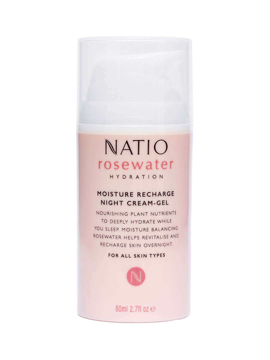 Natio Rosewater Hydration Moisture Recharge Night Cream-Gel - 80 ml