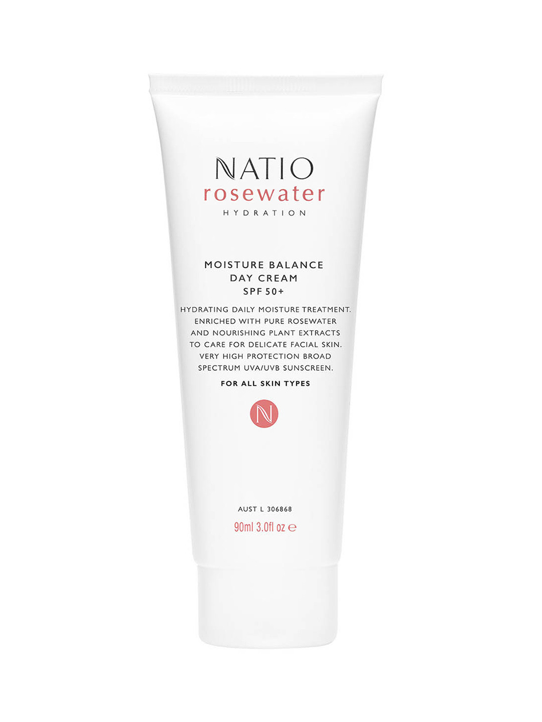 Natio Rosewater Hydration Moisture Balance SPF 50+ Day Cream - 90 ml