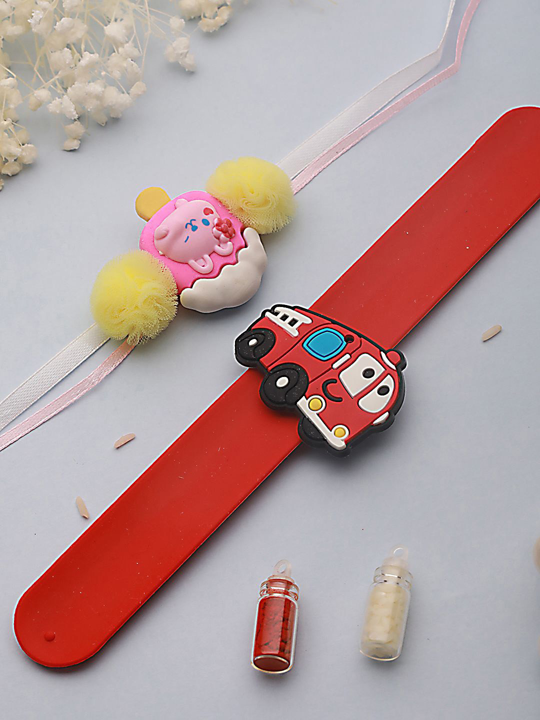 Jazz and Sizzle Kids Set Of 2 Icecream & Bus Wraparound Rakhi