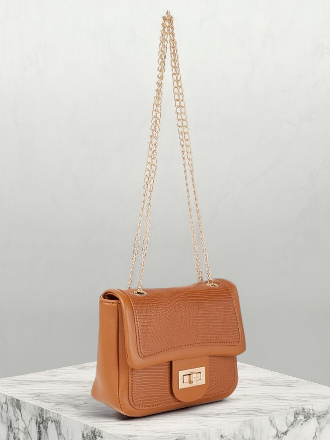 French Connection Structured Animal Textured Shoulder Bag
