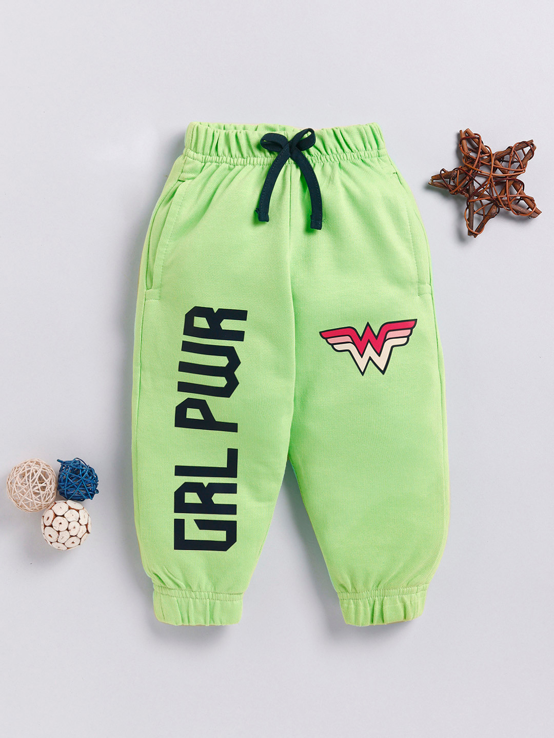 YK X Minute Mirth Girls Wonder Woman Printed Pure Cotton Joggers