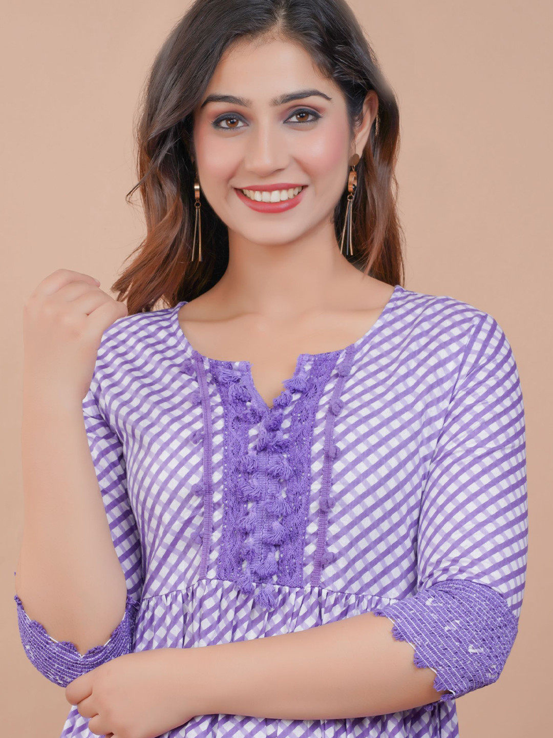 CRENOL THREADS Checked Fit and Flare Dress