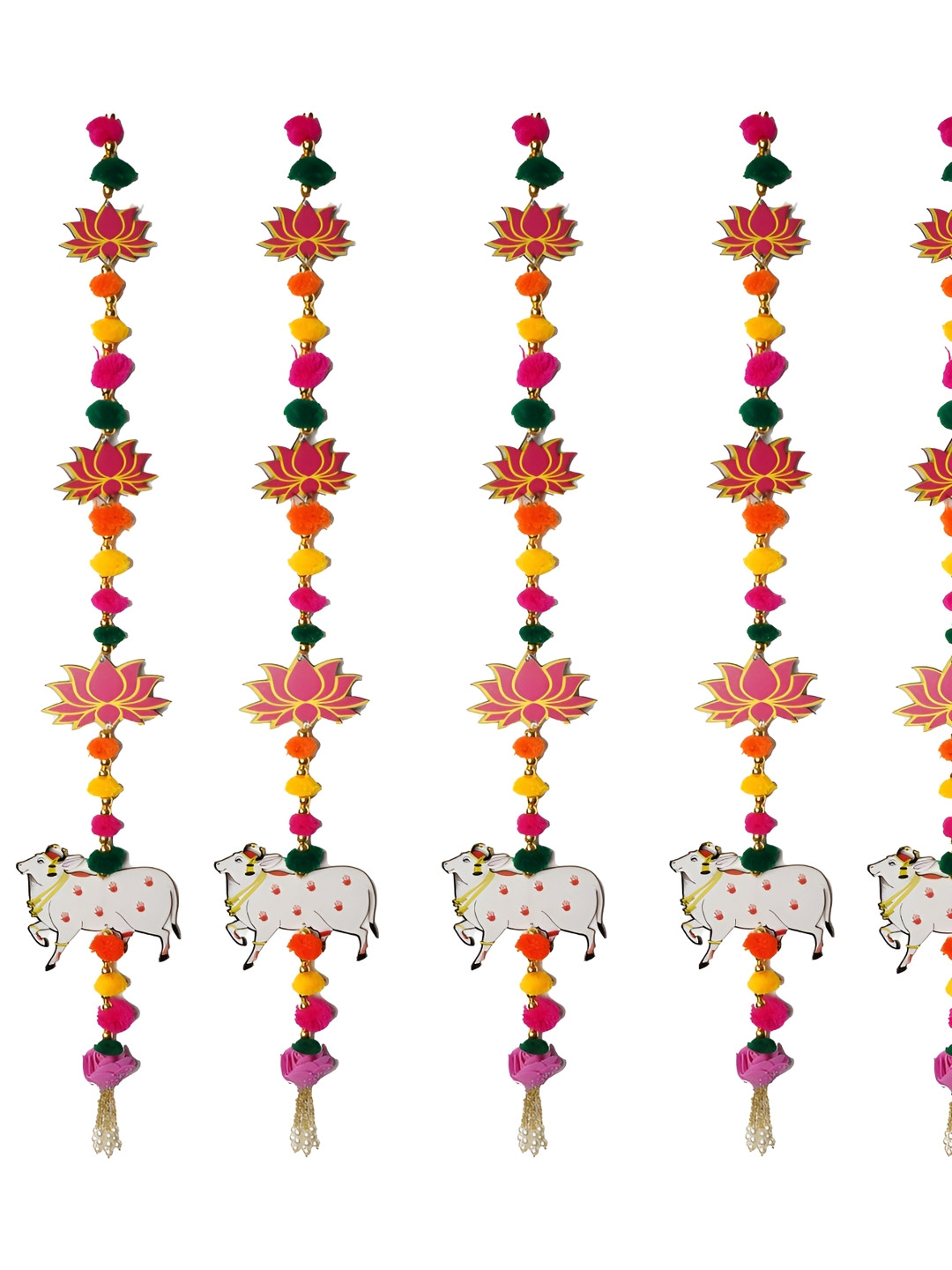 PLAYFUL STITCHES White & Pink 6 Pieces Floral Door Hanging