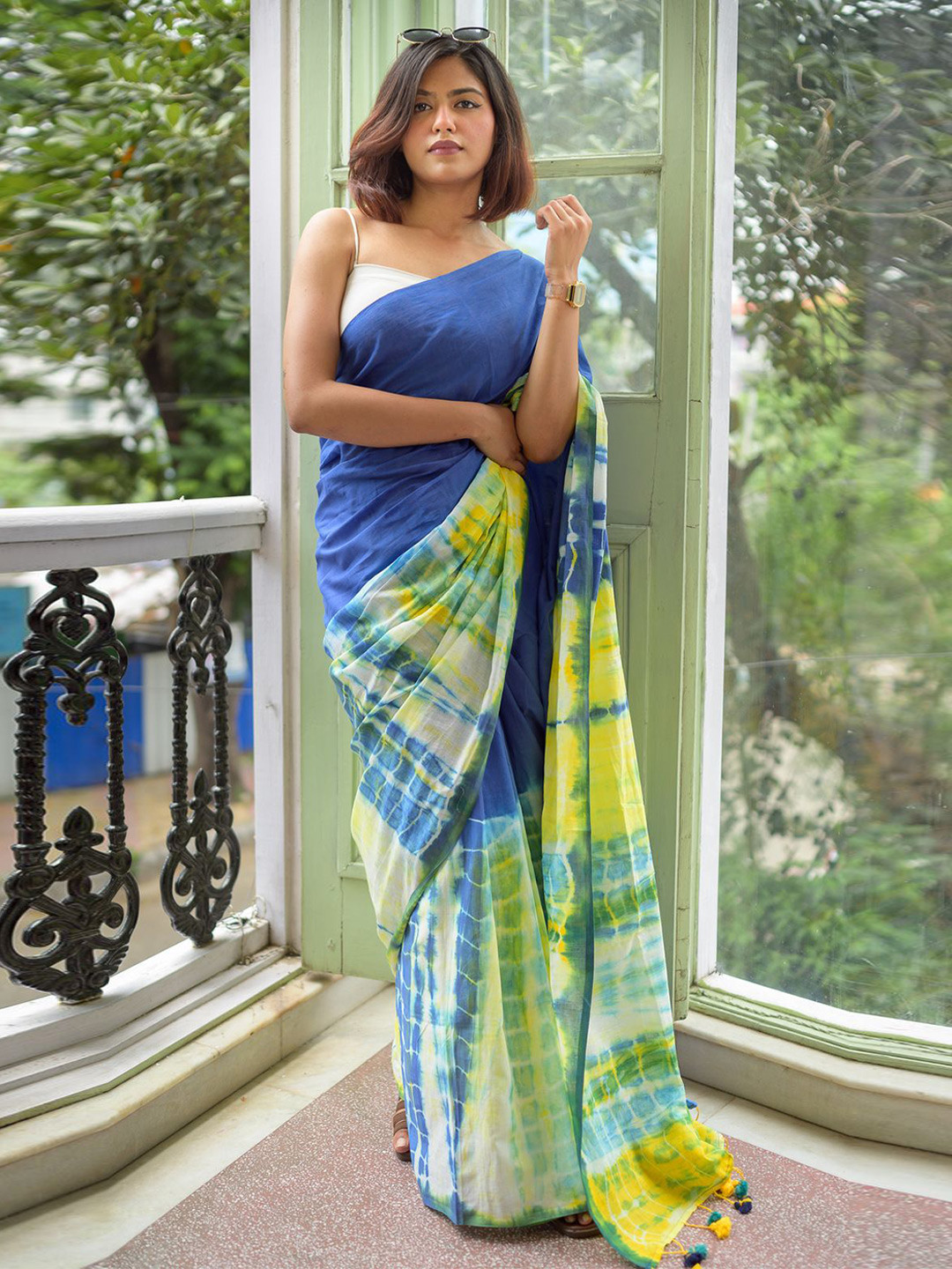 RODDUR Tie and Dye Pure Cotton Holi Saree