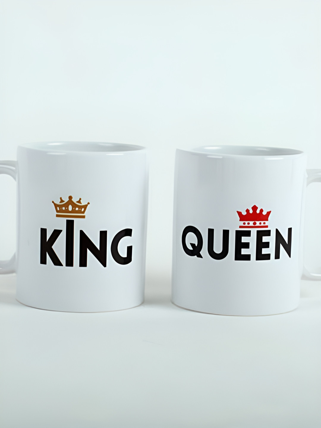 fnp Gold Series White Typography Ceramic Handmade 2 Piece Mugs-325ml